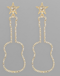 Crystal Hollow Guitar Earrings