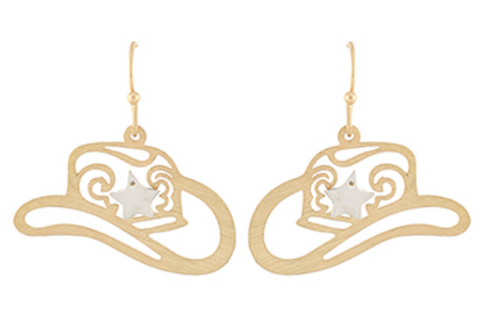 Western Hat Filigree Earrings