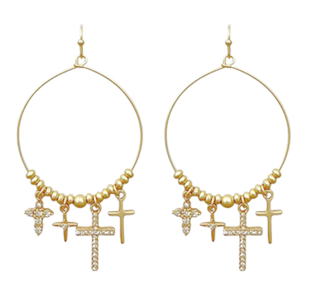 Cross Multi Charm & Wire Earrings