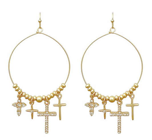 Cross Multi Charm & Wire Earrings
