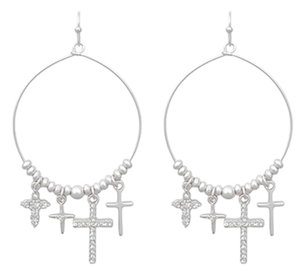 Cross Multi Charm & Wire Earrings