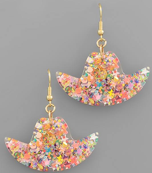 Glazed Cowboy Hat Dangle Earrings