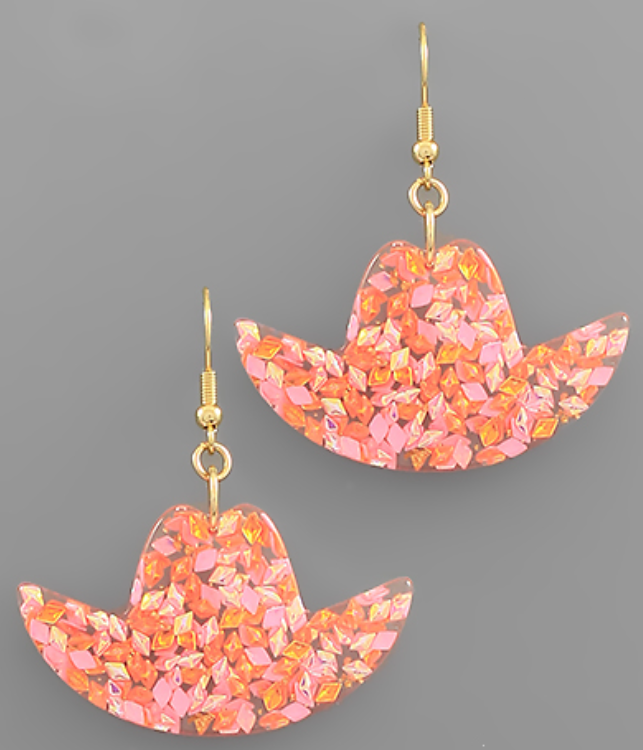Glazed Cowboy Hat Dangle Earrings