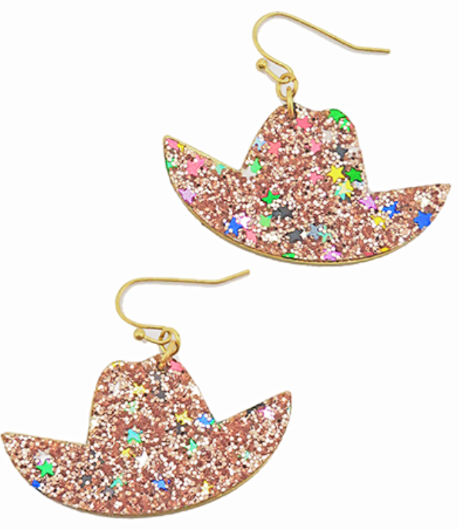 Glitter Cowboy Hat Earrings
