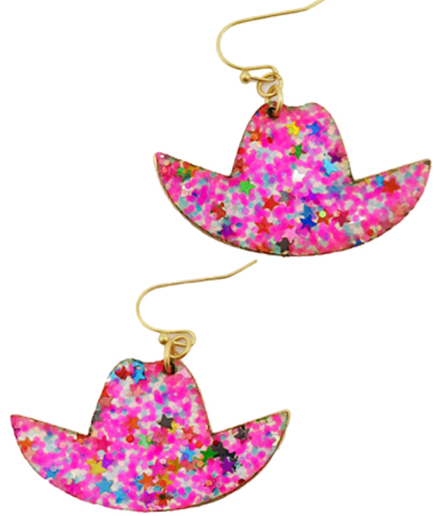 Glitter Cowboy Hat Earrings