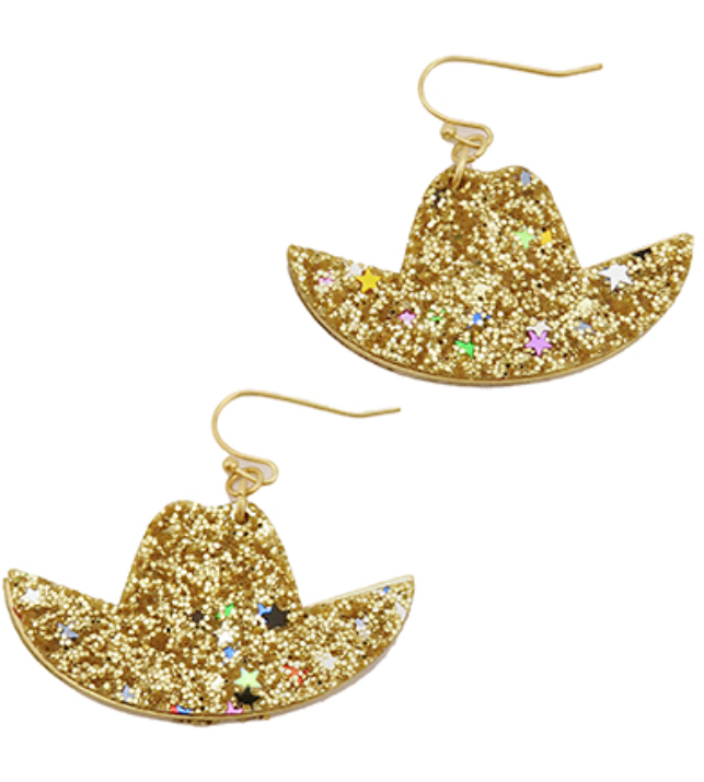 Glitter Cowboy Hat Earrings