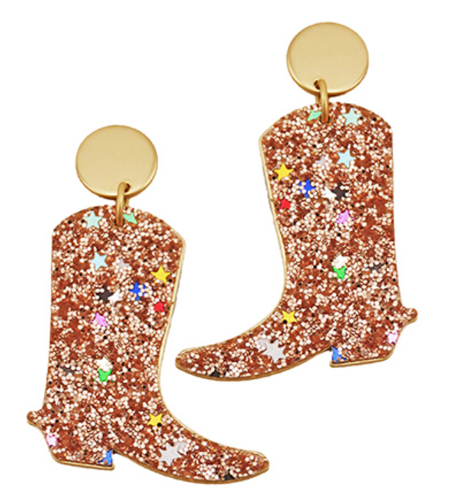 Glitter Cowboy Boots Earrings