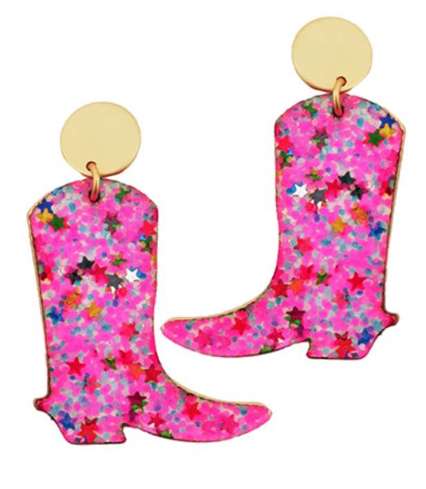 Glitter Cowboy Boots Earrings