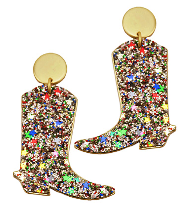 Glitter Cowboy Boots Earrings