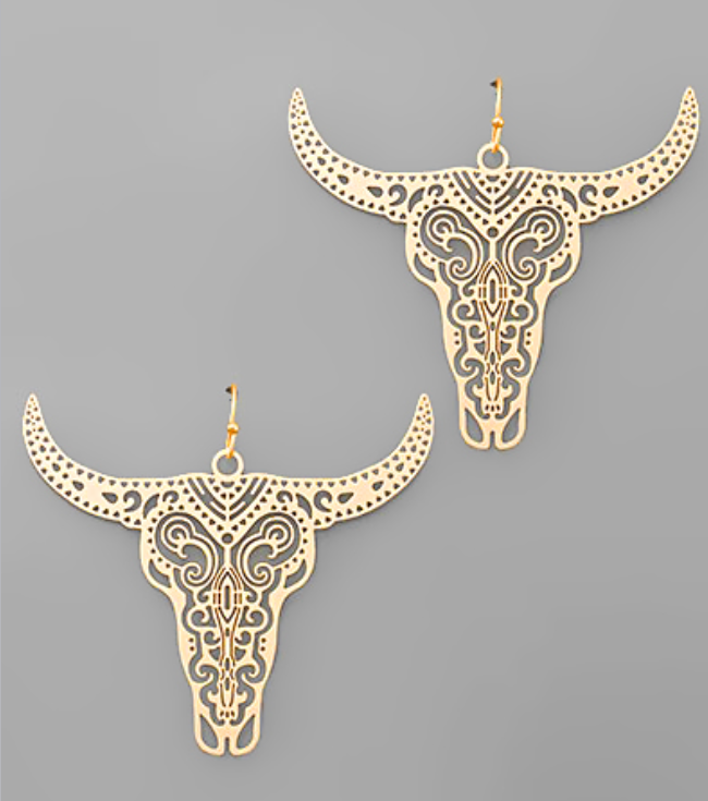 Brass Bulls Filigree Earrings