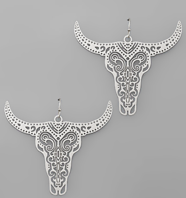 Brass Bulls Filigree Earrings