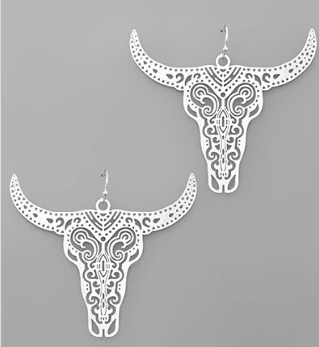 Brass Bulls Filigree Earrings