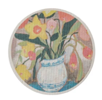 Reusable Cellulose Sponge Cloth w/ Flowers in Vase