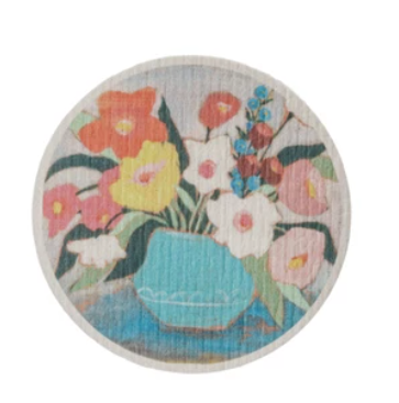 Reusable Cellulose Sponge Cloth w/ Flowers in Vase