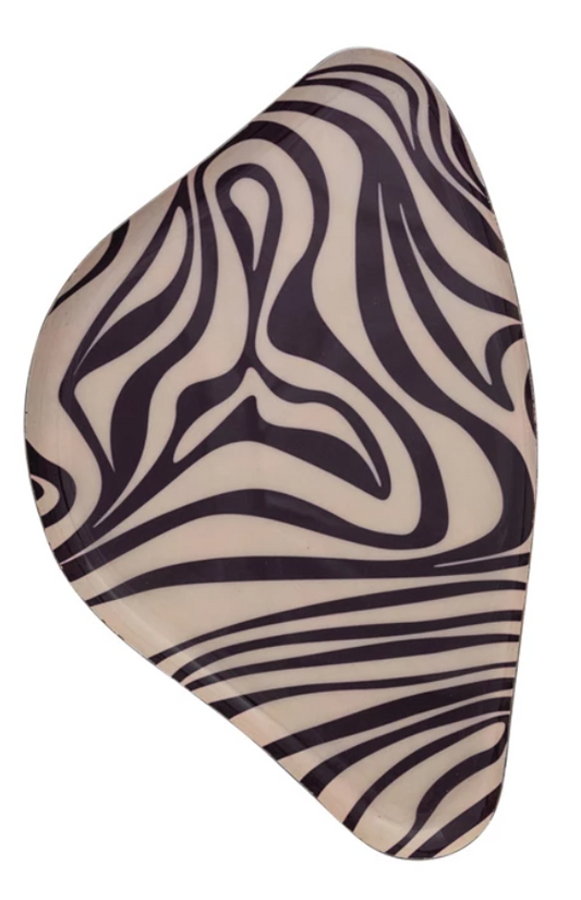 Enameled Metal Trays w/ Striped Design & Gold Edge