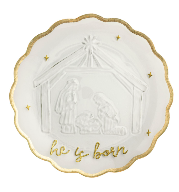 Gold Edge Nativity Platter