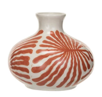 Hand-Painted Stoneware Vases w/ Abstract Designs