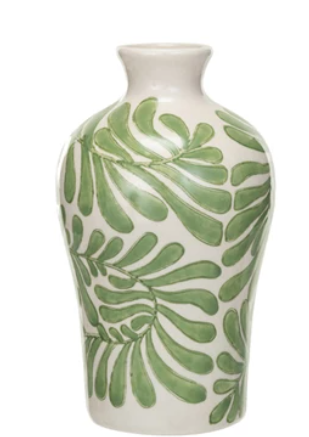 Hand-Painted Stoneware Vases w/ Abstract Designs