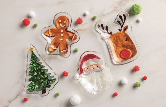 Glass Christmas Tidbit Plates
