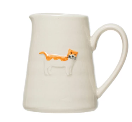 Hand-Painted Cat/Dog Stoneware Creamer