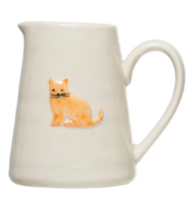 Hand-Painted Cat/Dog Stoneware Creamer