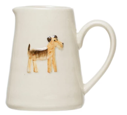Hand-Painted Cat/Dog Stoneware Creamer