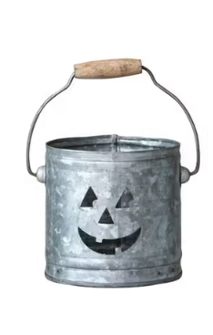 Galvanized Metal Cut-Out Jack-O-Lantern Faces