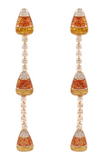 Candy Corn & Rhinestone 3 Drop Earrings