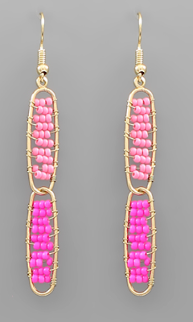 Bead Filled 2 Oval Earrings