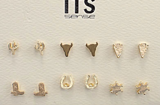 Texas Metal Stud Earrings
