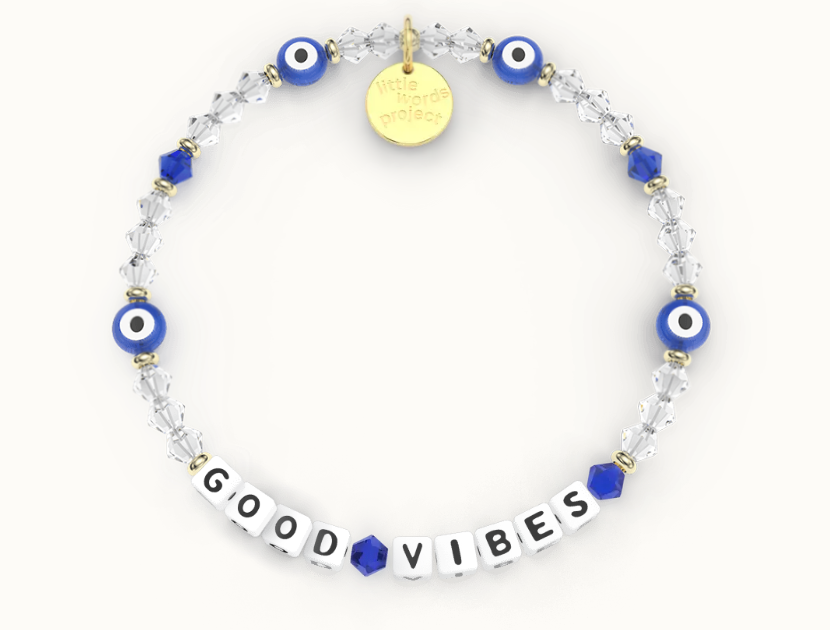 Little Words Project Bracelet- "Good Vibes" Evil Eye Crystal