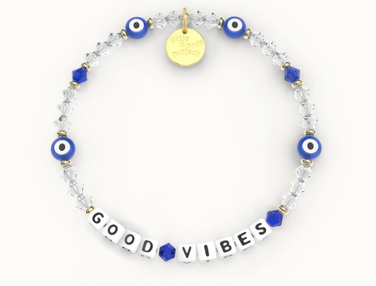Little Words Project Bracelet- "Good Vibes" Evil Eye Crystal