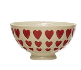 White & Red Stoneware Bowl