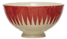 White & Red Stoneware Bowl