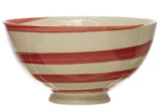 White & Red Stoneware Bowl