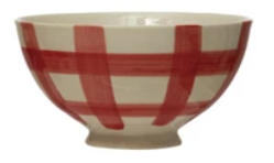 White & Red Stoneware Bowl