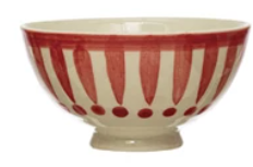 White & Red Stoneware Bowl