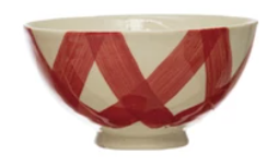 White & Red Stoneware Bowl
