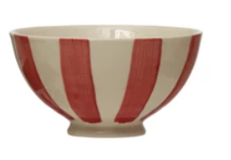 White & Red Stoneware Bowl