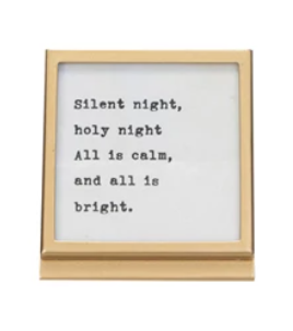 Gold Metal & Glass Frame w/ Easel & Christmas Sayings