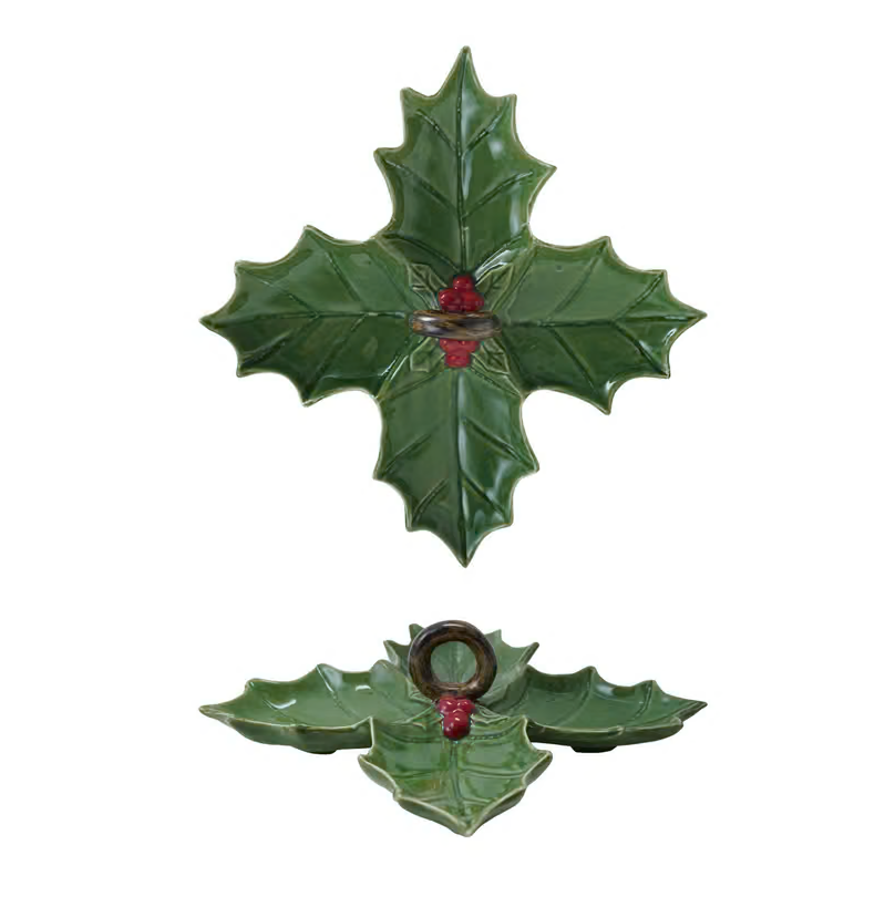 Ceramic Holly Shaped Leaf with Handle