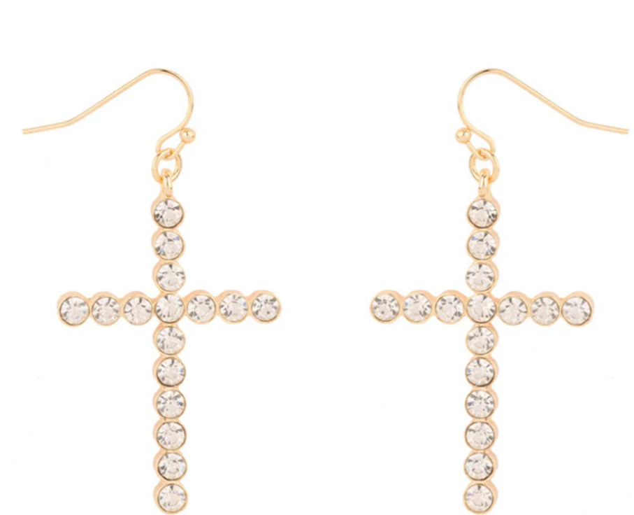 Rhinestone Cross Dangle Earrings