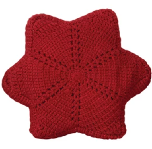 Cotton Crocheted Snowflake Shaped Pillow
