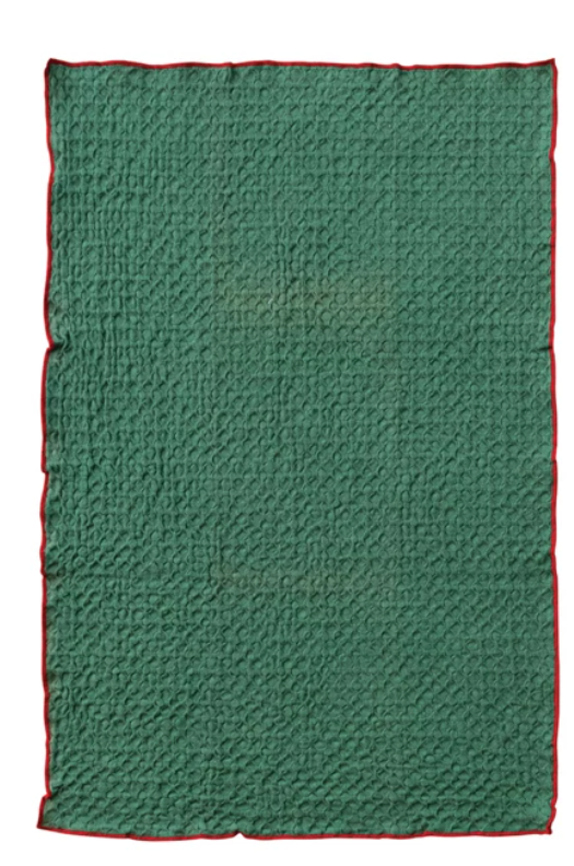 Cotton Waffle Weave Tea Towel with Colored Stitched Edge