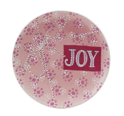 Stoneware Plate w/ Holiday Pattern & Word