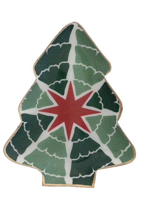 Enameled Metal Tree Shaped Tray