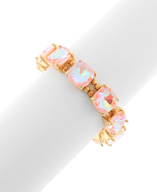 Cushion Cut Glass Stone Bracelet