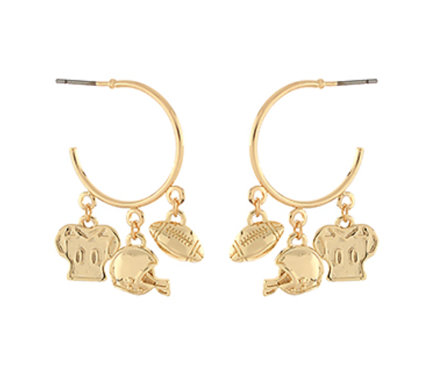 Football Charm Dangle Hoops