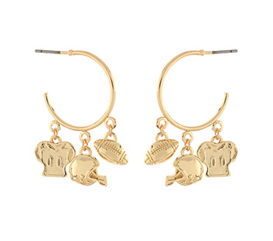 Football Charm Dangle Hoops