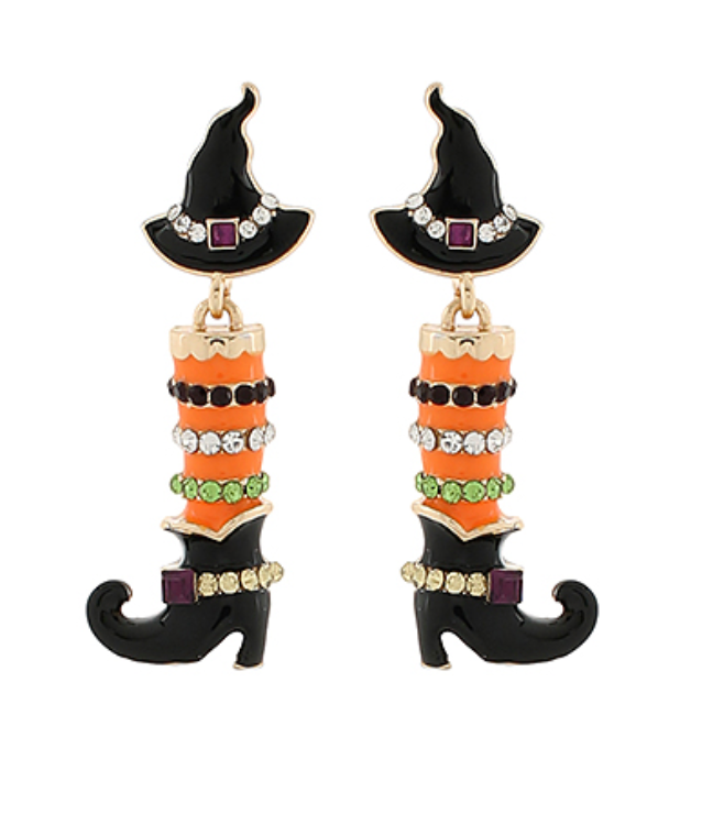 Witch Hat & Shoes Drop Earrings